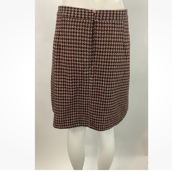 Modcloth Sz 20 Tweed A-Line Vintage Look Houndstooth Skirt Red Wool Blend - Picture 4 of 7
